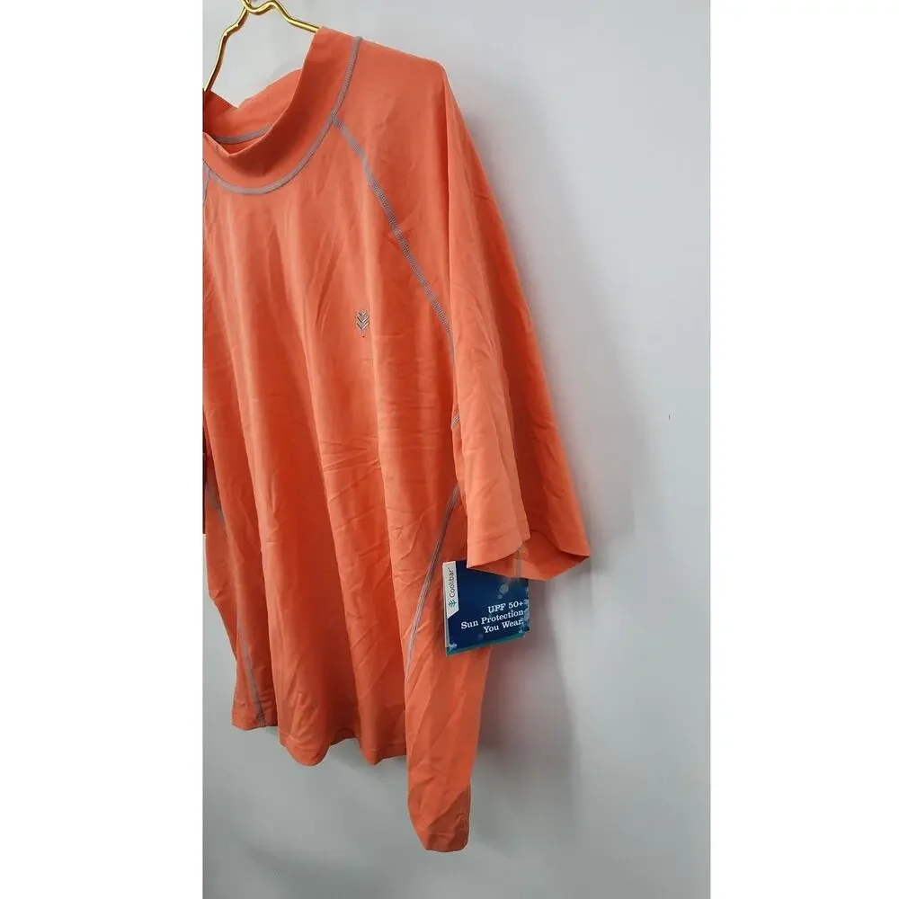 New NWT Coolibar Tulum Short‎ Sleeve Surf Rash Guard XXL Orange